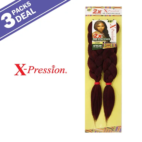 Vista 2 de Sensationnel XPRESSION - Trenzas de pelo sintético preestiradas de 48 pulgadas (paquete de 3, 2)