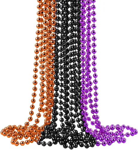 Vista 12 de ZZYFGH 12 Collares de Cuentas Negras, Collares de Cuentas de Navidad de 33'' 7mm, Disfraz de Collar de Cuentas de Mardi Gras Navidad, Accesorios