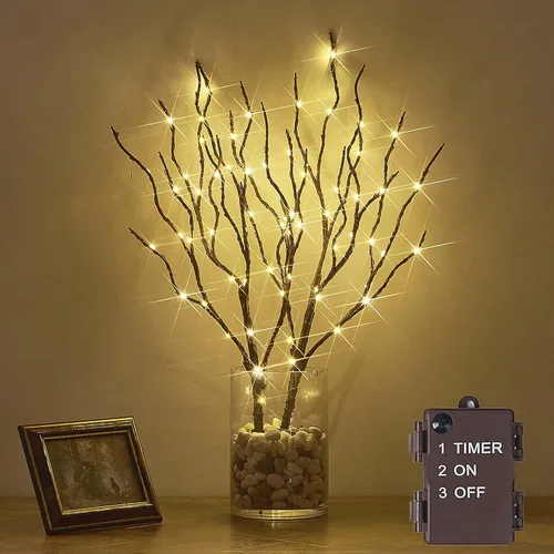 Vista 10 de Hairui Ramas de Abedul Iluminadas a Batería 70L 18 Pulgadas Blanco Cálido y Multicolor Luces de Hadas 8 Funciones para Decoración de Halloween Hogar