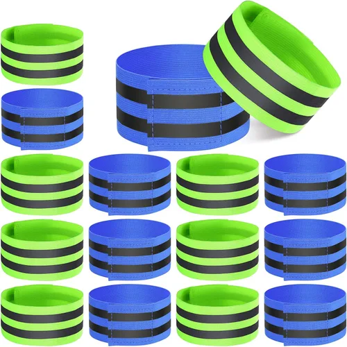 Vista 8 de 16 piezas de bandas reflectantes, bandas reflectoras para muñeca, brazo, tobillo, pierna, cintas de seguridad de equipo reflectante de alta