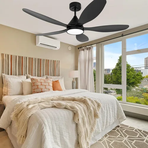 Vista 9 de Ventiladores de techo inteligentes de 52 pulgadas con luz, ventilador de techo reversible de 5 aspas con Alexa, controles de aplicación y control
