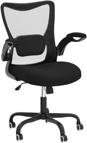 Vista 4 de MUXX.STIL Silla de oficina, silla de escritorio ergonómica con soporte lumbar ajustable y reposabrazos abatibles, silla de computadora de malla