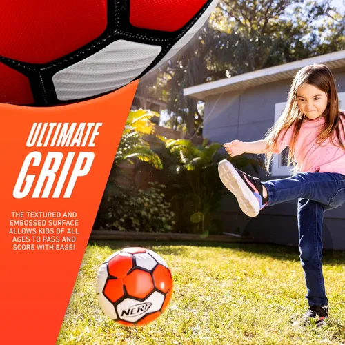 Vista 3 de Nerf Proshot Kids Soccer Ball - Size Indoor + Outdoor Youth Soccer Ball + Air Pump Set - Official Size Soft Cover for Boys + Girls - Pump +