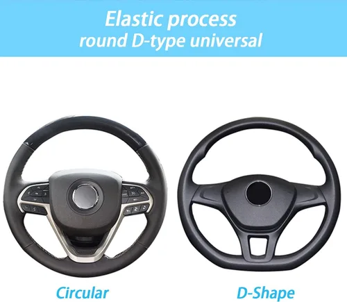 Vista 5 de Funda elástica universal de 15 pulgadas para volante, cálida en invierno y fresca en verano. De seda fría de microfibra transpirable, Beige