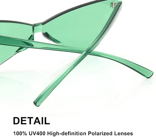 Vista 6 de OLINOWL Gafas de sol sin montura triangular una pieza gafas de sol transparentes de color para mujeres y hombres