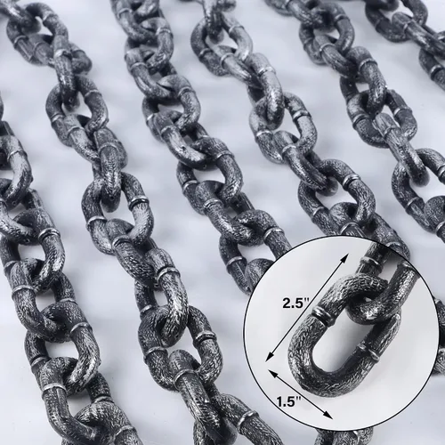 Vista 3 de Zcaukya 2 cadenas de plástico para Halloween, accesorios de Halloween de 6 pies, eslabones de cadena de plástico, accesorios de disfraces