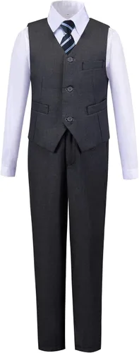 Vista 3 de Addneo Trajes formales de 5 piezas con camisa y chaleco, Blanco
