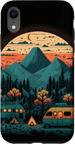 Vista 24 de Funda para iPhone 11 Pro Max Sunset Mountains & Trees para campistas