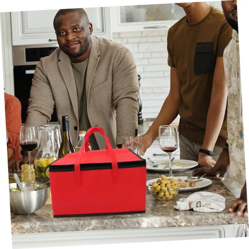 Vista 5 de Bolsa de comida aislada para pizza, bolsa de gran capacidad, reutilizable, calentamiento, catering, restaurantes, transporte para alimentos