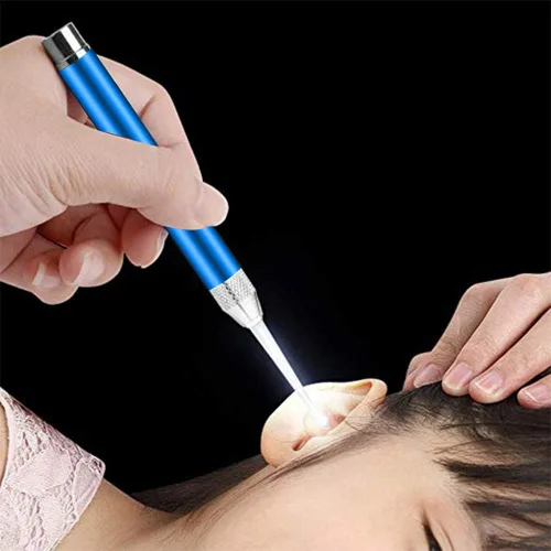 Vista 4 de POZILAN Pinzas para Cerumen con luz LED - Juego de 8 herramientas de limpieza para quitar cera de oído para niños y adultos, cuchara para cerumen