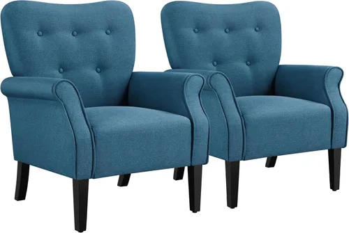 Vista 11 de Yaheetech Sillón Moderno, Silla de Acento de Mediados de Siglo con Patas de Madera Resistentes y Respaldo Alto para Espacios Pequeños, Silla de Club