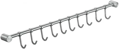 Vista 5 de Estante organizador de utensilios de cocina de acero inoxidable de 16.5 pulgadas con ganchos móviles para cacerola, cuchara, toalla