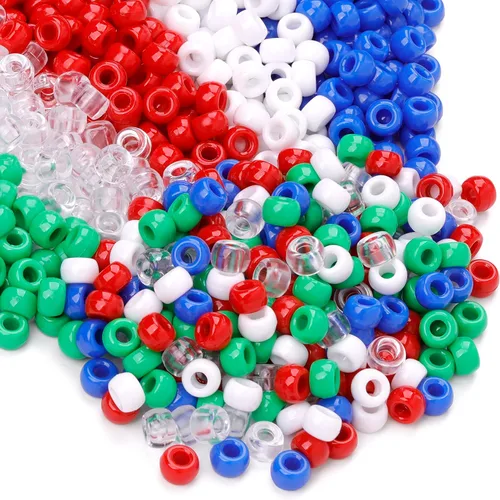 Vista 34 de Cuentas de Pony de Plástico Coloridas para Pulsera para Hacer Joyas para Pulseras de Amistad 6x9mm Multicolor para Cuentas Trenzado de Cabello