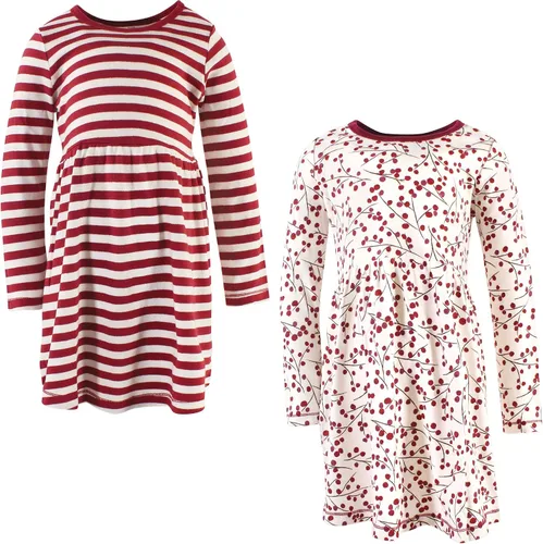 Vista 110 de Touched by Nature - Vestidos de manga corta y manga larga de algodón orgánico para niñas pequeñas, bebés y mujeres Manga larga con flores abstractas