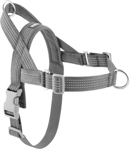 Vista 14 de Arnés sin tirones para perro con asa, ajustable, de malla suave, acolchado, reflectante, arnés para caminar con clip frontal para perros pequeños