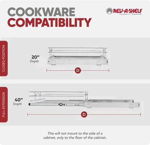 Vista 8 de Rev-A-Shelf Estante extraíble y organizador de cajones para armario de cocina, cesta de almacenamiento de despensa en varios tamaños, 18 x 20