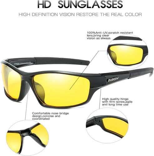 Vista 4 de DUBERY Gafas de sol polarizadas deportivas para hombre, protección UV, conducción y pesca, D620