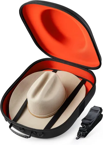 Vista 8 de Ozueccr Estuche de Viaje para Sombrero de Vaquero – Portador a Prueba de Aplastamiento para Sombreros de Vaquero, Panamá y Tweed con Asa