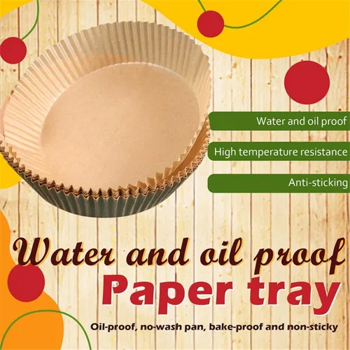 Vista 2 de Forro de papel desechable para freidora de aire, 100 piezas de papel de cocina para freidora de aire, forros antiadherentes, a prueba de aceite, a
