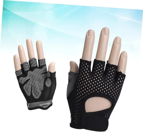 Vista 8 de Women Sports Half Finger Training Gloves with Anti-Slip Silicone Palm Breathable Sweat-Absorbing Fitness Gloves for Weightlifting and Dumbbell