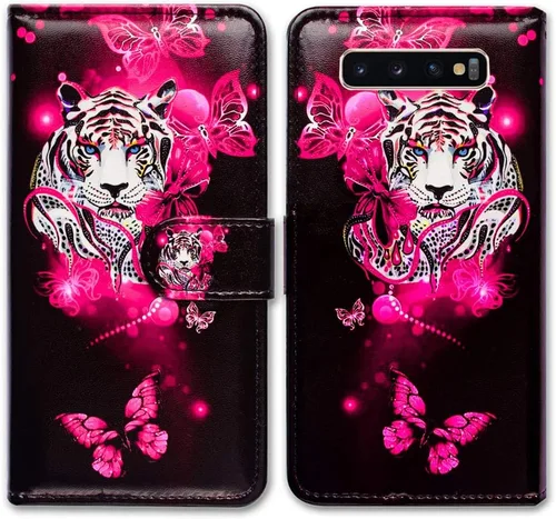 Vista 13 de Bcov Funda para Galaxy S10 Plus, de piel con diseño de mandala de colores brillantes, con ranura para tarjetas, soporte para Samsung Galaxy S10