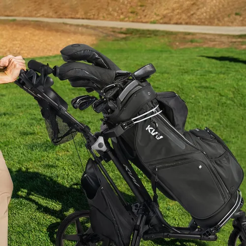 Vista 8 de KVV Bolsa Organizadora de Carrito de Alta Gama, Bolsa de Golf Silenciosa Premium con Asas Duales, 14 Ranuras de Bloqueo para Clubes para Hombre