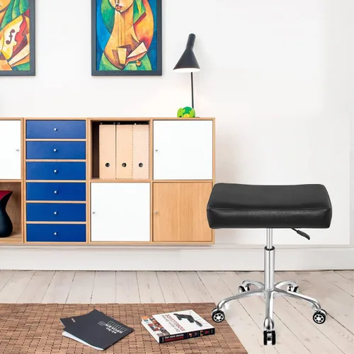 Vista 2 de Antlu Taburete giratorio ajustable para masaje oficina tatuaje cocina, trabajo pesado taburete hidráulico con ruedas (negro)