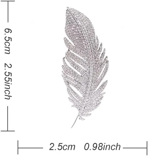 Vista 4 de Broche de plumas de diamantes de imitación para mujeres y hombres, alfileres de hoja de cristal, ramillete de joyería para sombrero, bolsa, traje