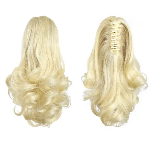 Vista 36 de Extensiones de cola de caballo, extensiones de cabello de cola de caballo con clip de garra marrón oscuro para mujer, pieza de cabello rizado