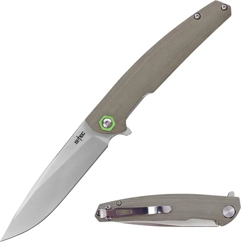 Vista 10 de S-TEC Sandvik - Cuchillo plegable de acero inoxidable con mango compuesto G10 (TS500 marrón)