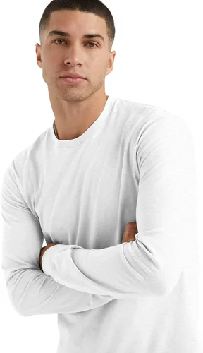 Vista 4 de Hanes Camiseta de algodón de manga larga para hombre, camiseta clásica de cuello redondo para hombre, disponible en tallas altas