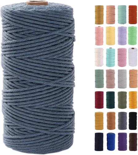 Vista 54 de Cuerda de macramé azul aire de 0.079 in x 220 yardas, cuerda de algodón colorido de algodón suave para colgar en la pared, colgadores de plantas