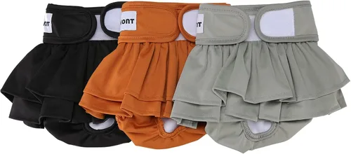 Vista 10 de Avont - Paquete de 3 pañales reutilizables para perras, color negro, verde, rojo, puntos (XS) Highly Absorbent Washable Stylish Dog Diapers Female