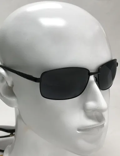 Vista 5 de Fashion Eyelinks Gafas de sol polarizadas con marco de metal rectangular ancho para hombres grandes extra grandes