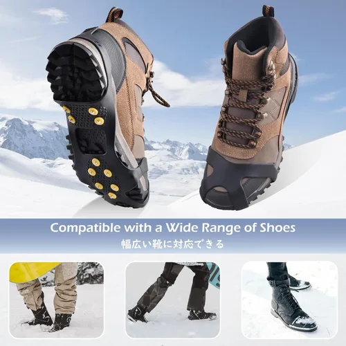 Vista 5 de TRIWONDER Ice Grips antideslizante para zapatosbotas de tracción de hielo sin cordones 101824 dientes nieve hielo picos crampones tacos estiramiento