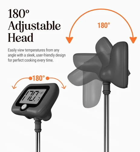Vista 9 de Termómetro digital de dulces con clip para olla, sonda de acero inoxidable de 10 pulgadas de largo, termómetro de cocina de lectura instantánea