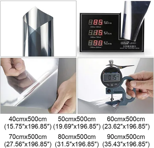Vista 2 de Película de espejo unidireccional para ventana, autoadhesiva, protección diurna, control de calor, película de vidrio reflectante anti UV, tinte