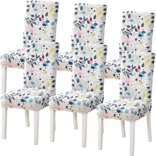 Vista 15 de Juego de 4 fundas para sillas de comedor, elásticas de elastano estampadas, fundas para sillas de comedor, lavables, extraíbles para sillas Parsons