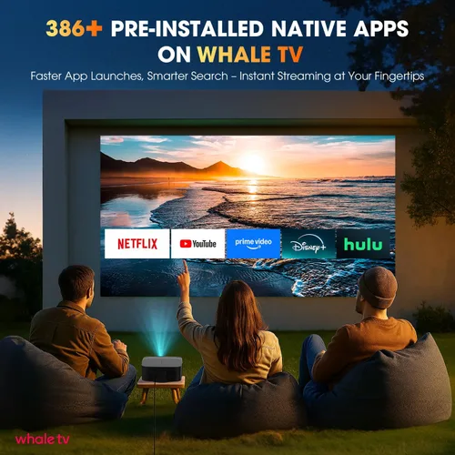 Vista 2 de [Más de 386 aplicaciones integradas] Proyector inteligente DBPOWER E2 con WiFi y Bluetooth, mini proyector nativo 1080P compatible con Netflix Gris