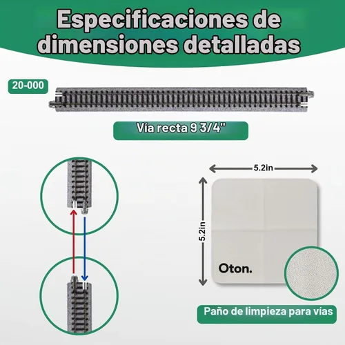 Vista 3 de Escala N pista recta 9.764 in (9-3/4″) – Paquete de 8 (2 × 20-000) con paño de limpieza de riel de 15 × 5.9 in