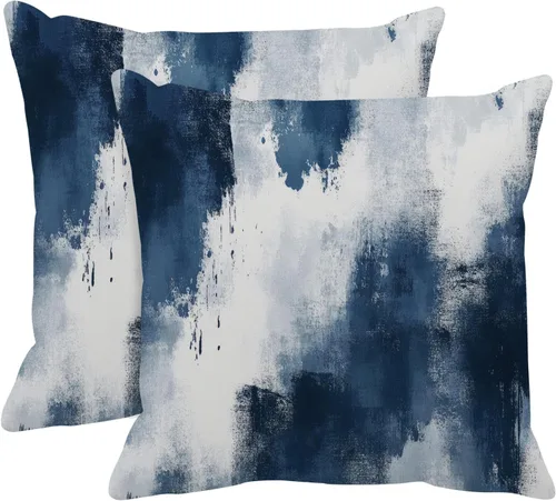 Vista 16 de Britimes Fundas de almohada modernas para decoración del hogar, 16 x 16 pulgadas, juego de 2 fundas de almohada de pintura al óleo abstracta