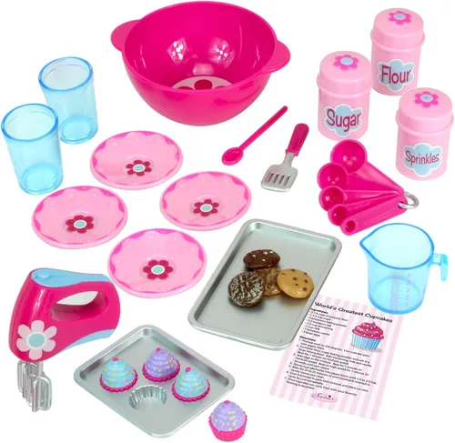 Vista 5 de Set de accesorios de repostería y delantal de Sophia para muñecas de 18 pulgadas, rosa