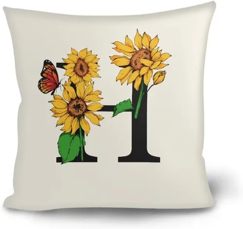 Vista 23 de Fundas de almohada decorativas del alfabeto, fundas de almohada con estampado floral de la letra B, fundas de almohada cuadradas suaves, fundas