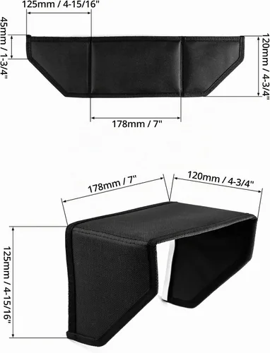 Vista 2 de QWORK Parasol con capucha para monitor de video LCD, parasol de cobertura integral de 7 pulgadas