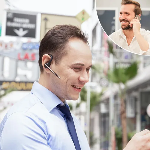 Vista 6 de New Bee Auricular Bluetooth V5.2 Auriculares inalámbricos Bluetooth 24 horas de conversación CVC8.0 Dual Mic Cancelación de ruido