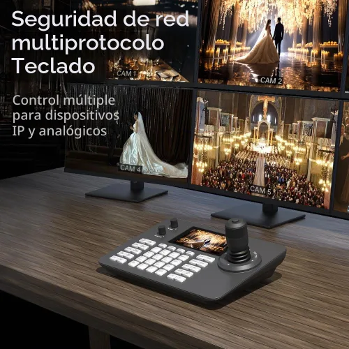 Vista 8 de Controlador PTZ Controlador de cámara POE Network 4D Joystick Decodificación H.264 H.25 Teclado con pantalla LCD de 5 pulgadas para adoración a