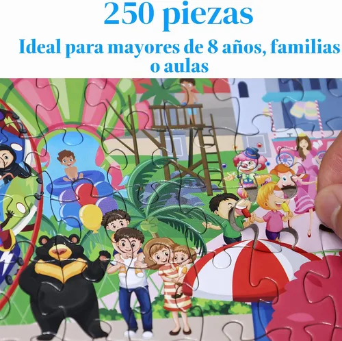 Vista 2 de Think2Master Rompecabezas de 250 piezas de parque de atracciones. Gran regalo. Piezas grandes. Tamaño: 14.2" X 19.3