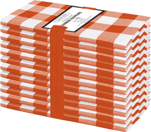 Vista 11 de Cotton Clinic Servilletas de tela 100% algodón, grandes, 20 x 20 pulgadas, juego de 4 servilletas de mesa a cuadros a cuadros – Servilletas de mesa
