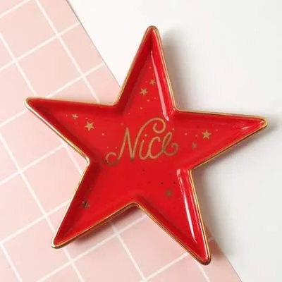 Vista 2 de Stephanie Imports Bonito plato de cerámica en forma de estrella y plato decorativo para joyas