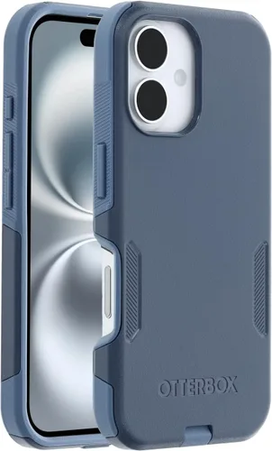 Vista 3 de OtterBox Funda para iPhone 16 Commuter Series - Jeans azul bebé, funda delgada y protectora para iPhone, de doble capa, absorción de impactos